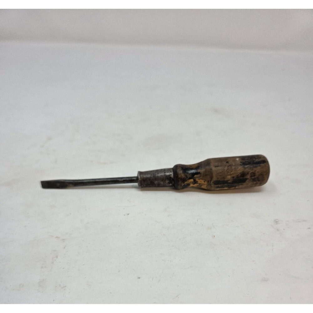 vintage flat‎ head screwdriver Wood handle